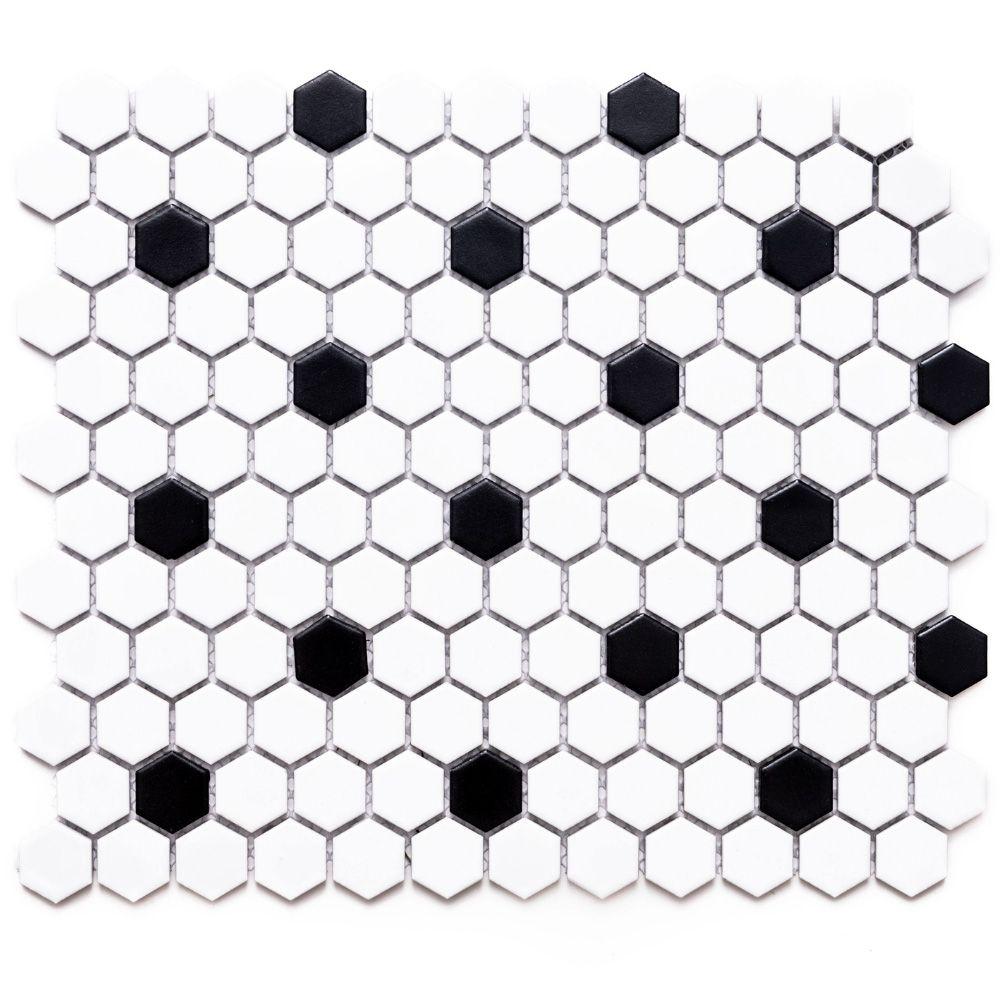 Black and White Hexagon Floor Tile