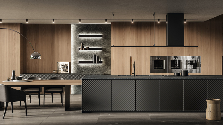 Contemporary Wood And Black Kitchen Kitchen Remodel by East Coast Granite of Winston-Salem - Yadkinville Road project photo